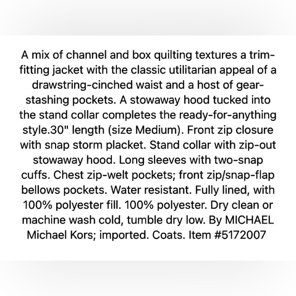 💕Michael Kors Box Quilted Stowaway Hood Jacket💕 - Picture 11 of 11